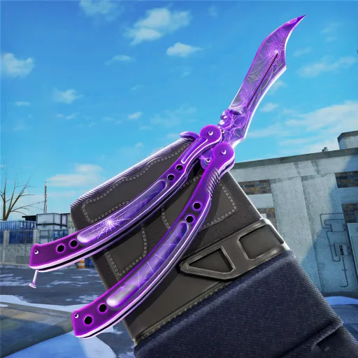 Official BloxStrike icon with a purple butterfly knife skin